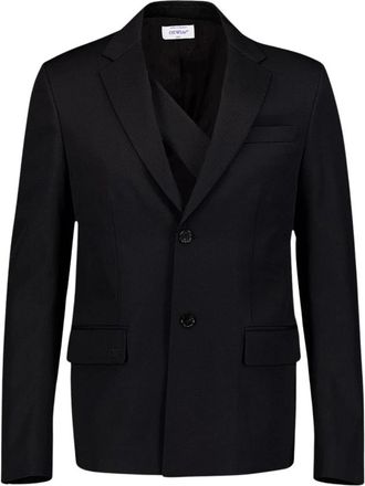 Off-white Single-Breasted Wollen Blazer - Heren - Blazers - Zwart - L - Wol - Jassen