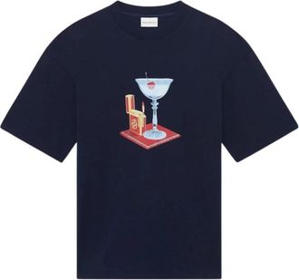 Dr&ocirc;le de Monsieur T-Shirt Cocktail - Heren - T-shirts - Blauw - L - Katoen - Tops