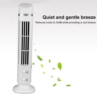 OEM Allecto, Ventilador De Torre Sin Aspas, Silencioso Y Seguro Para Ni&ntilde;os, Blanco, Port&aacute;til Y F&aacute;cil De Limpiar, Funciona Con Usb O Pilas