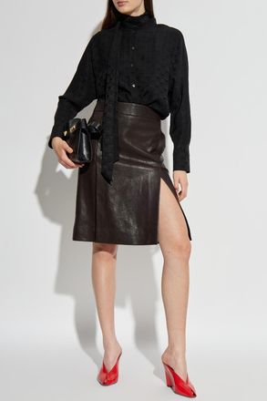 Ferragamo Leather Skirt, Womens, Brown