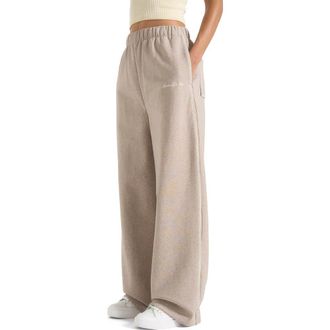 Mani&egrave;re De Voir Morgan Unisex Whipstitch Wide Leg Jogger in Taupe at Nordstrom, Size Xx-Small