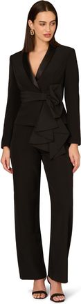 Adrianna Papell Womens Stretch Crepe Jumpsuit - Black - Size 10 UK