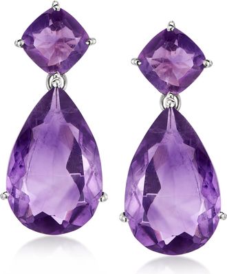 Ross-Simons Amethyst Drop Earrings in Sterling Silver