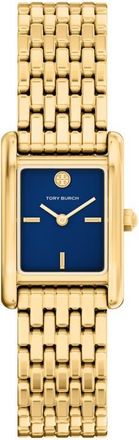 Tory Burch The Small Eleanor Tank Bracelet Watch, 19mm x 22mm in Gold/Navy at Nordstrom