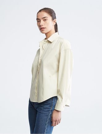 Calvin Klein Womens Pure Poplin Shirt - White - XXS