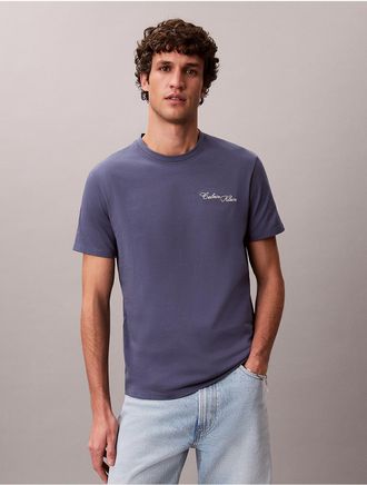 Calvin Klein Jeans Calvin Klein Mens Embroidered Calligraphy Easy Tee - Blue - 2XL