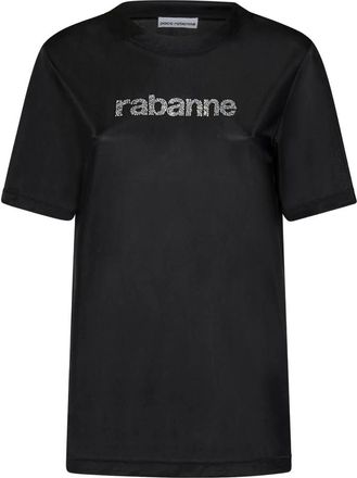 Paco Rabanne Sheer Stretch Jersey Crewneck T-Shirt - Dames - T-shirts - Zwart - L - Tops
