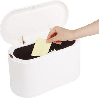OEM Sphproducts - Papelera De Sobremesa - Mini Papelera - Tapa Abatible - Blanca - Papelera Compacta - Ideal Para Cocina, Ba&ntilde;o Y Oficina - 1 Unidad