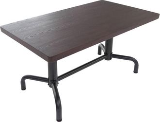 Hhg [nunca Usado] Mesa De Comedor Hhg-695, Mesa De Comedor, Madera Industrial 140 X 80 Cm, Oscura, Estructura Negra