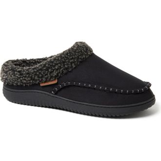 Dearfoams Marshall Microsuede Moccasin Toe Clog Slipper in Black at Nordstrom, Size X-Large
