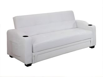 Vente-Unique Sof&aacute; cama clic-clac de piel sint&eacute;tica MIRELLA - Blanco