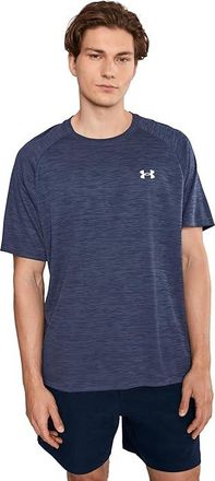 Under Armour Tech Textured Short Sleeve T-Shirt Mens Workout Midnight Navy/White : 2XL