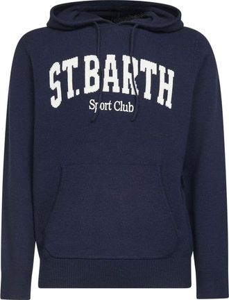 MC2 Saint Barth Hoodies & sweatvesten, Heren, Blauw, 2Xl, Wol, Sb Sport 61 Emb Hoodie