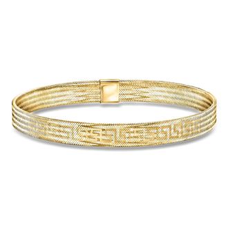 Ross-Simons Italian 10kt Yellow Gold Greek Key Mesh Stretch Bracelet