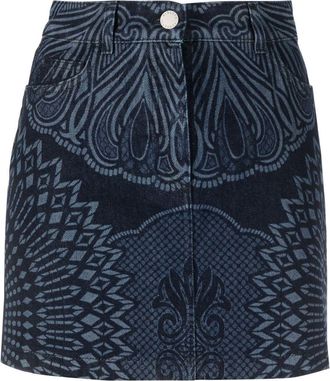 Alberta Ferretti patterned-jacquard skirt - women - Cotton/Cotton/Polyester - 38 - Blue
