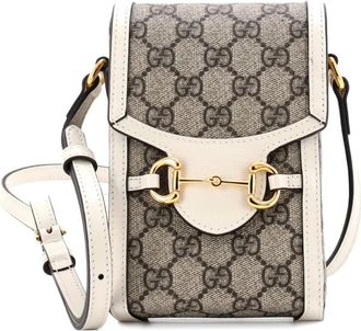 Gucci Horsebit 1955 GG Coated Canvas with Leather Mini crossbody bag - Marrone