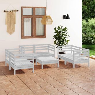 vidaXL Vidaxl - Juego De Muebles De Jard&iacute;n 7 Piezas Madera Maciza Pino Blanco