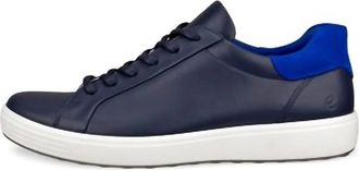 Ecco Mens Soft 7 Lace Leather Slip-On Shoes In Marine/virtual