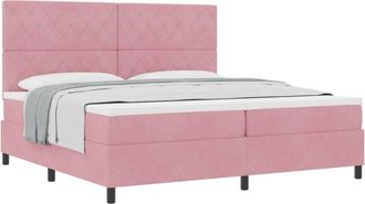 vidaXL Box Spring Bed with Mattress Pink 200 x 200 cm Fabric vidaXL