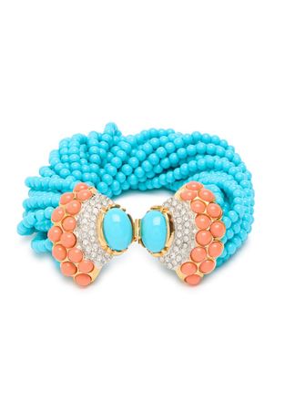 Kenneth Jay Lane Beaded 22kt Gold-plated Bracelet - Turquoise - One Size