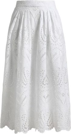 Etro Broderie anglaise midi-rok - Wit