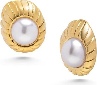 Nialaya Vintage Pearl Earrings in Gold /Pearl at Nordstrom