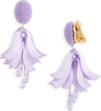 Oscar De La Renta Impatiens Petal Dangle Clip-On Earrings in Lilac at Nordstrom