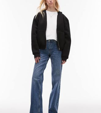 Topshop Tall Ember - Jeans dritti a vita bassa blu medio