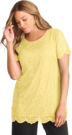 Jessica London Stretch Lace Tunic in Butter at Nordstrom, Size 12