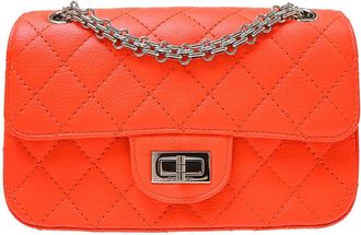 Chanel So Black Reissue 2.55 Flap Quilted Aged Calfskin Orange Leather Handbag (Pre-Owned)
