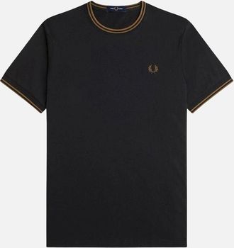 Fred Perry Mens Fred Perry Twin Tipped T-Shirt - Black/Shaded Stone - Size: 36