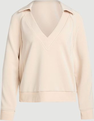 Karen Millen Womens Premium Luxe V Neck Sweatshirt - Cream Polyamide - Size X-Small
