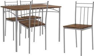 ML Design Ml-design - Mesa De Comedor Con 4 Sillas Vintage Juego De Comedor De 5 Piezas Para 4 Personas Grupo De Asientos Completo De Madera Con Patas De Metal 