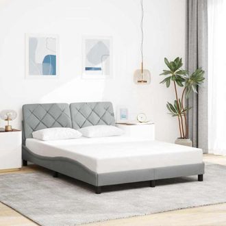 vidaXL Cama Sin Colch&oacute;n Tela Gris Claro 140x200 Cm Vidaxl