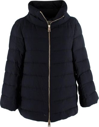 Herno Black Twill Padded Quilted Jacket Size L