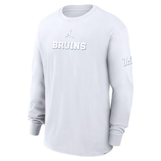 Nike Jordan Mens UCLA Bruins Statement Max90 Jordan College Long-Sleeve T-Shirt in White | 0JCW10AUCL-4GZ