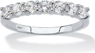 Palm Beach Jewelry 70 Cttw. Solid 10k White Gold Round Cubic Zirconia Stackable Single Row Band