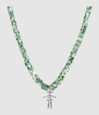 Little Ones Paris Collier Rainbow Big Fille Or Rose Jaspe Vert