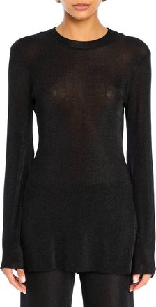 SER.O.YA Ines Metallic Knit Top In Black