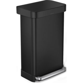 Simplehuman 45L rectangular step can with liner pocket in Matte Black at Nordstrom