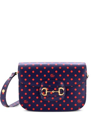 Gucci Horsebit 1955 Printed Leather Small shoulder bag - Blu