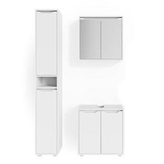 Vicco Conjunto De Muebles De Ba&ntilde;o Ruben, Blanco, 3 Partes, Con Mueble Alto