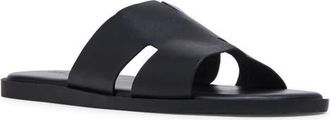 Steve Madden Levvy Slide Sandal in Black Leather at Nordstrom, Size 12