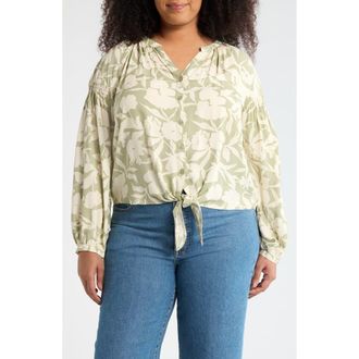 Sanctuary Tie Front Top in Buttercup Green at Nordstrom Rack, Size 1X