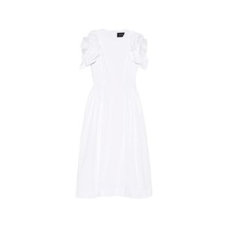 Simone Rocha Midi Dresses, female, White, Size: 2XS Round-neck Ruffled Midi Dress