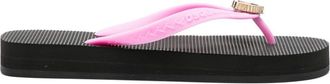 Dsquared2 logo-plaque flat flip flops - women - Elastodiene/Rubber/Rubber - 39.5 - Pink