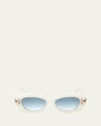 Pucci Filigree Acetate Oval Sunglasses