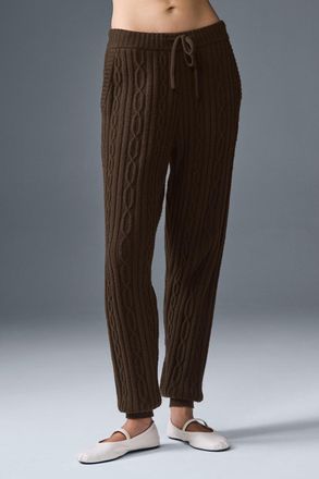 Alo | Cable Knit Winter Bliss Pants in Espresso Brown, Size: Medium