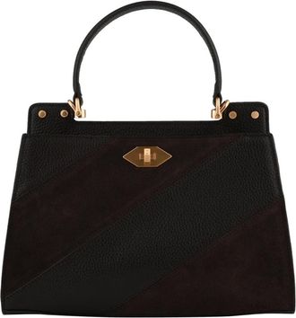 Pourchet Trianon Daim - Dames - Handtassen - Zwart - ONE Size - Leer - Tassen