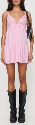 Princess Polly Nicoletta Eyelet Embroidered Babydoll Minidress in Light/Pastel Pink at Nordstrom Rack, Size 10